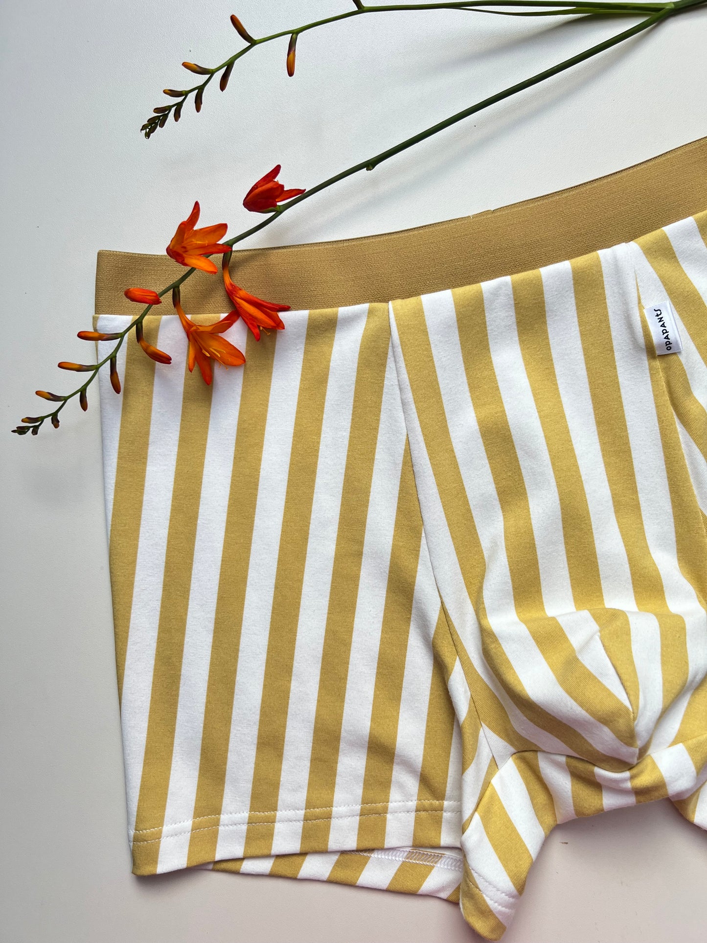 NEW model Men’s Seamless Organic Cotton Boxer – White with Mustard Stripes I 2 options