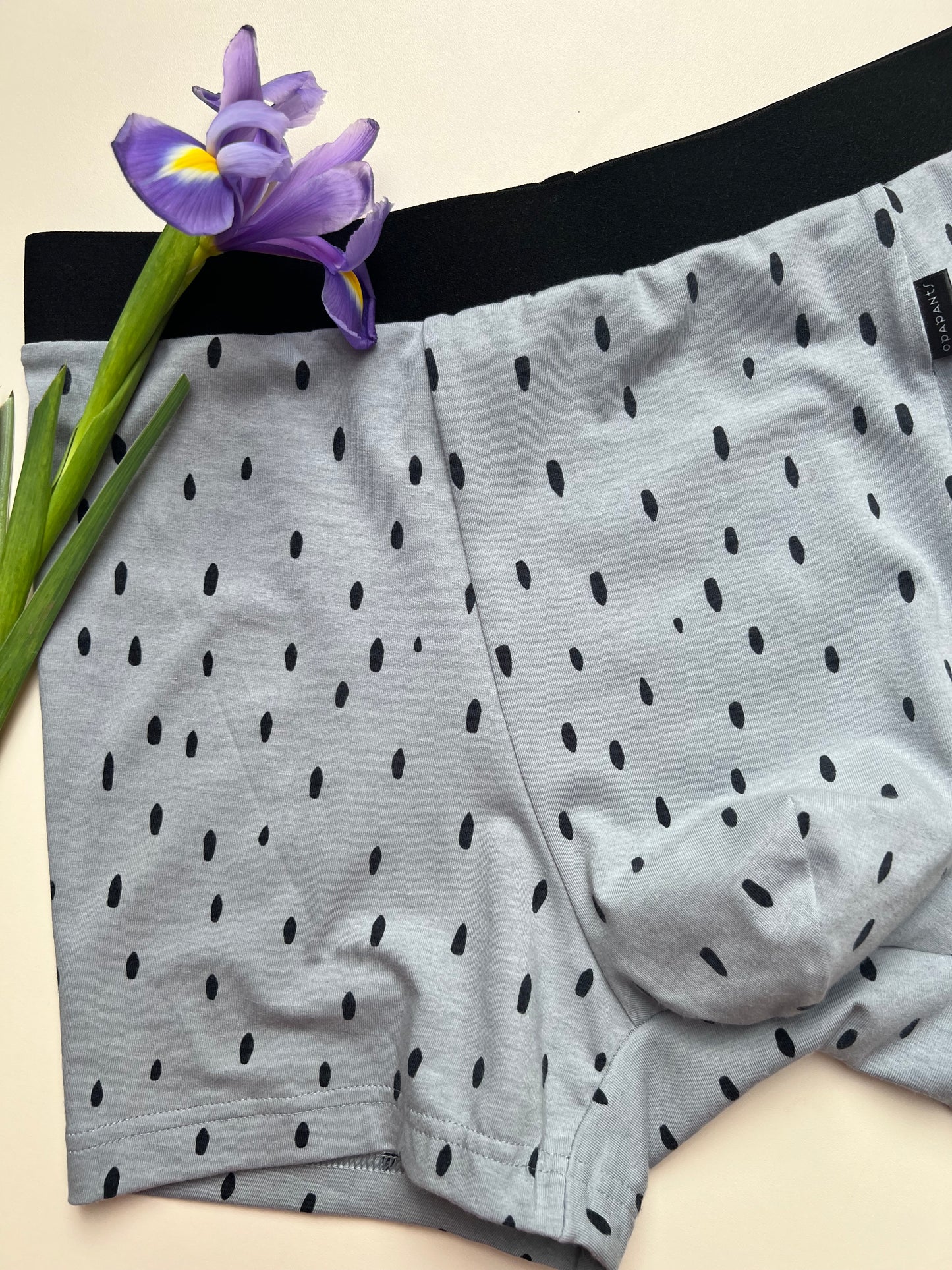 NEW model Men’s Seamless Organic Cotton Boxer – Smoky Denim Blue with Black Speckles I 2 options