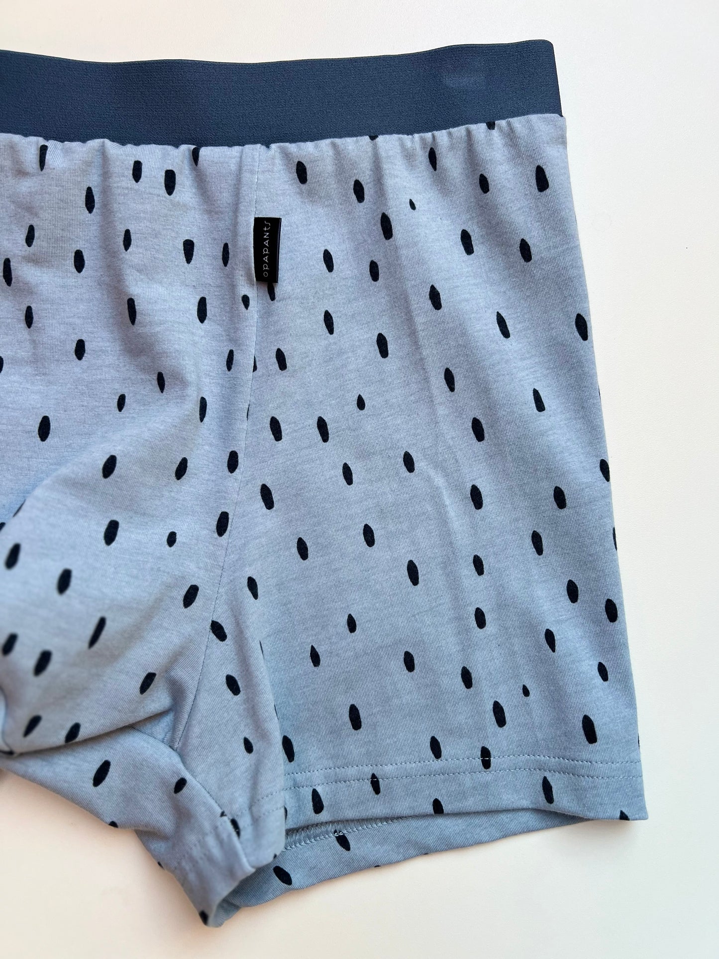 NEW model Men’s Seamless Organic Cotton Boxer – Smoky Denim Blue with Black Speckles I 2 options