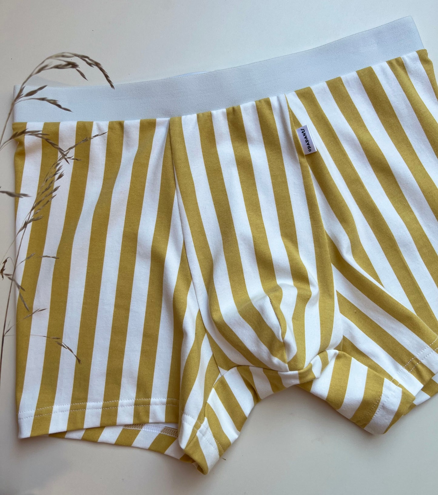 NEW model Men’s Seamless Organic Cotton Boxer – White with Mustard Stripes I 2 options