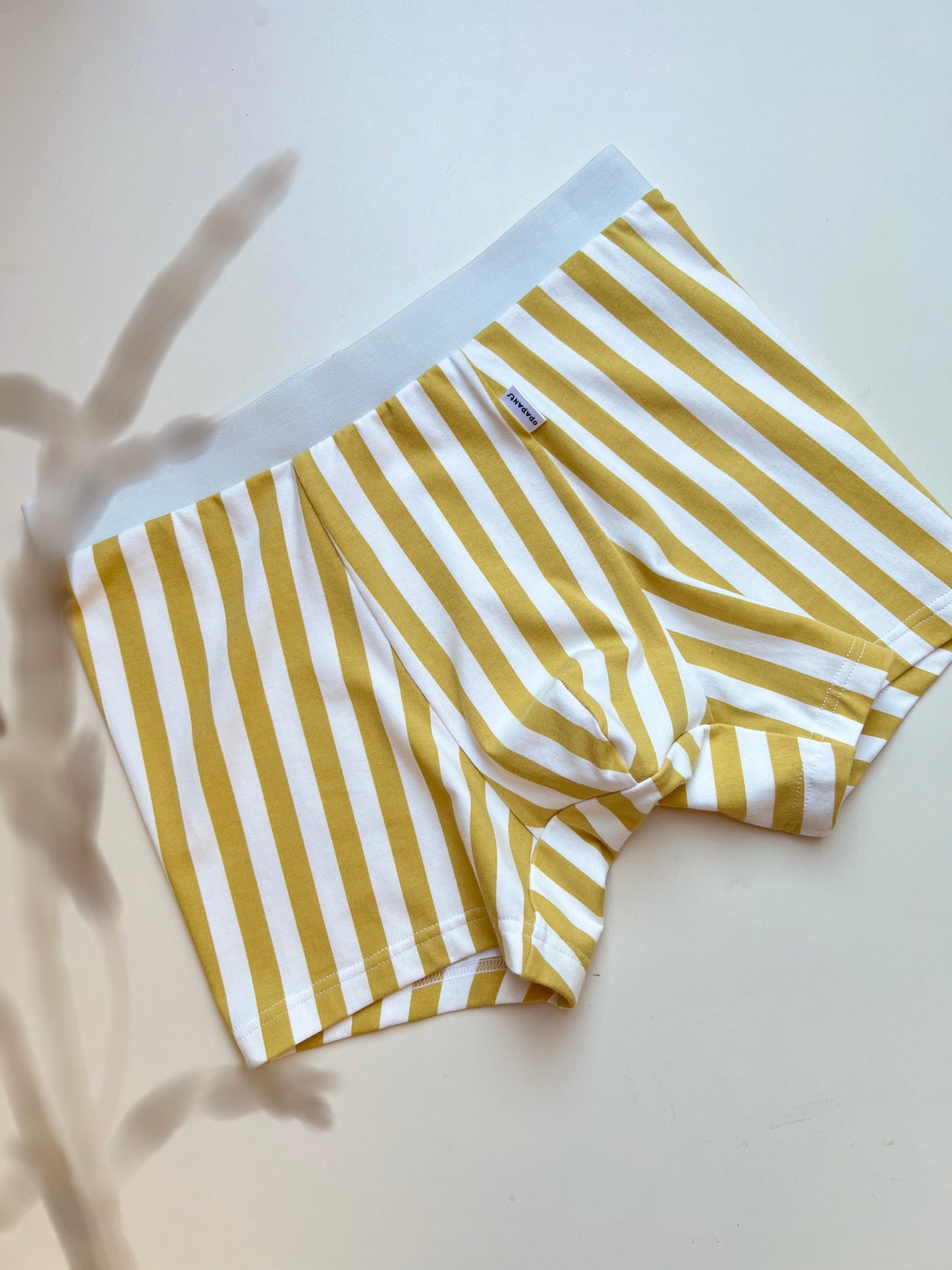 NEW model Men’s Seamless Organic Cotton Boxer – White with Mustard Stripes I 2 options