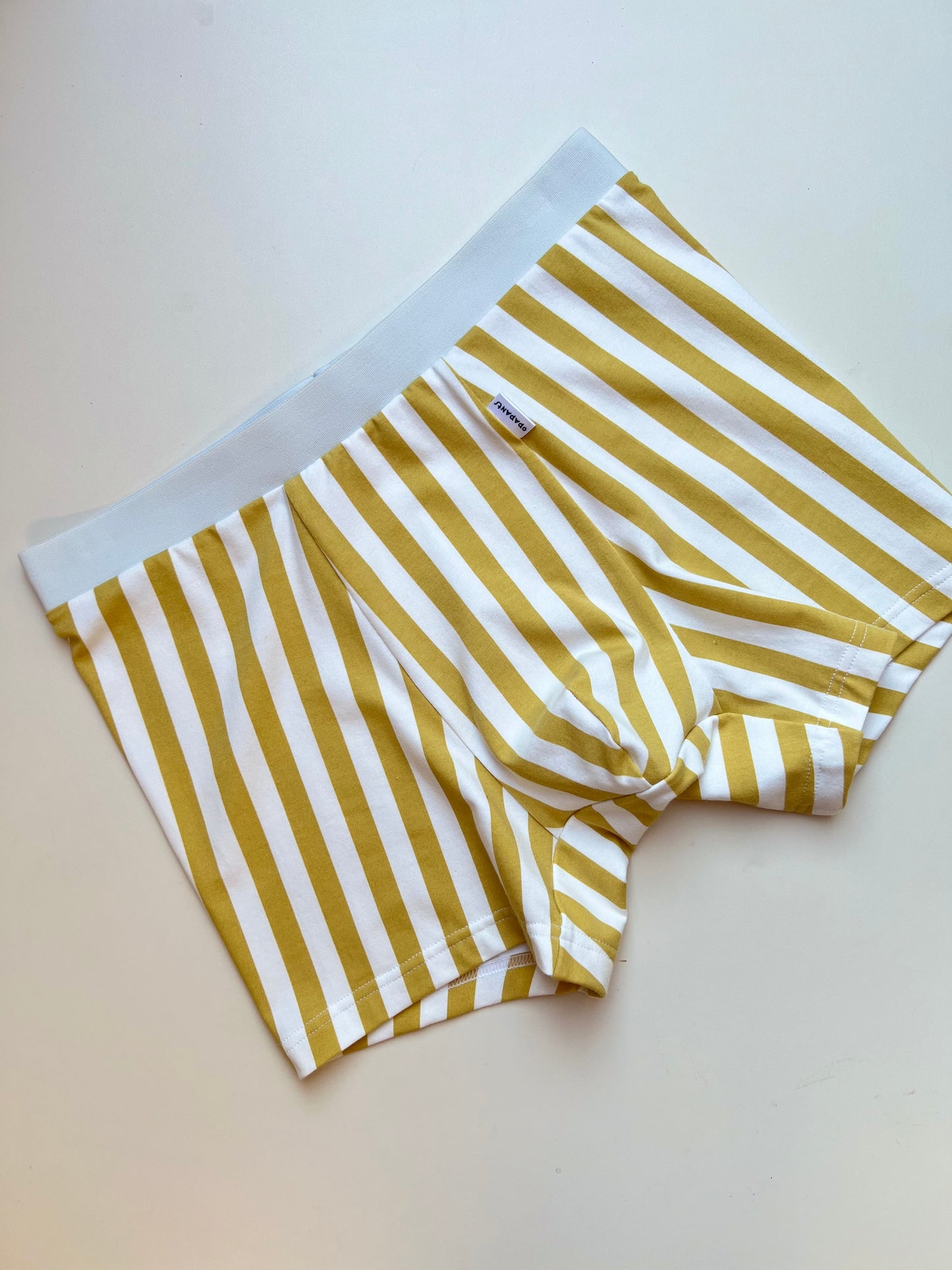 NEW model Men’s Seamless Organic Cotton Boxer – White with Mustard Stripes I 2 options