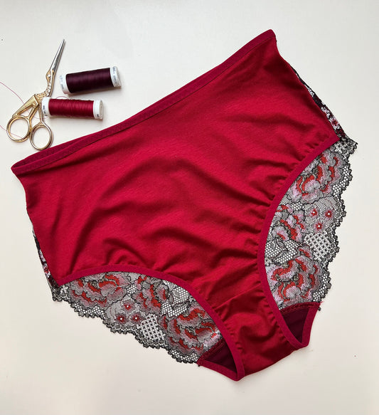 Women’s High-Waist TENCEL™  red panties with Lace